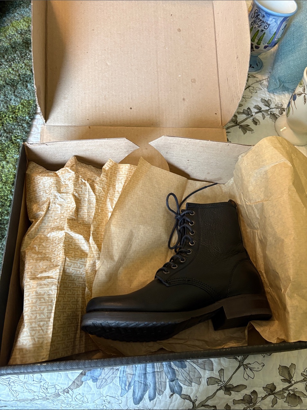 NIB - Frye Veronica Black Leather Combat Boots - Size 8 - Picture 11 of 12